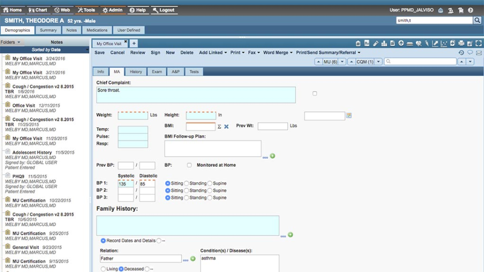 screenshot of AdvancedMD EHR